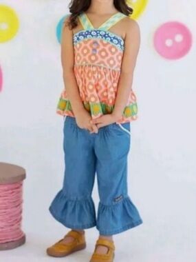 Matilda Jane Summer Orange Fruit Floral Cross Strap Fun Meringue Pontoon Top 6